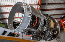 an airplane engine with the number 10 on the side