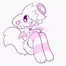 a drawing of a cat with angel wings and a halo .