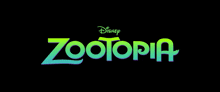 a disney zootopia logo with a blue and green swirl