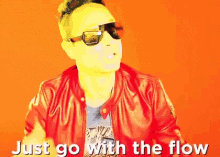 Its Rucka Just Go With The Flow GIF - Its Rucka Just Go With The Flow Red Pleather Jacket GIFs