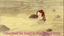 a group of people sitting in a theater watching a movie with the words i touched his hand in the library once