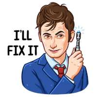 a sticker of a man holding a flashlight with the words i 'll fix it on it