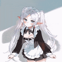 a drawing of a girl wearing a maid costume