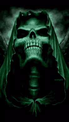 skull grim reaper green