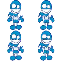 a cartoon character with a scarf around his neck is smiling