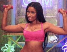 Wink Wink GIF - Nicki Minaj Weight Lifting Wink GIFs