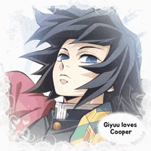 a picture of a boy with the words giyuu loves cooper