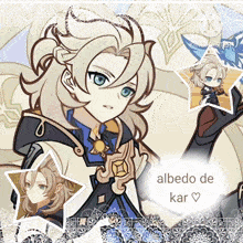 a drawing of albedo de kar with a star in the background