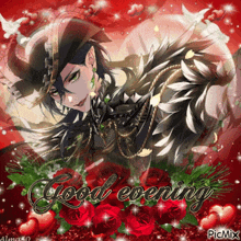 a good evening greeting card with a devil in a heart