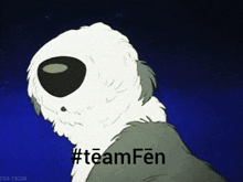 a cartoon dog with the words #teamfen written on it