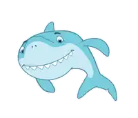 a cartoon shark is smiling and making a face with its mouth open