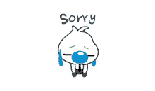 a cartoon character is crying and says sorry