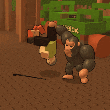 a cartoon character is standing next to a gorilla in front of a green truck that says xbox