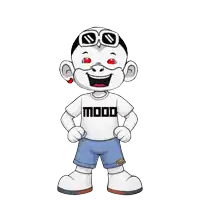 a cartoon character is wearing a white shirt that says mood