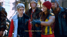 a group of people standing next to each other with one of them saying unless it 's leather you feel me