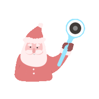 a cartoon illustration of santa claus holding a magnifying glass in his hand