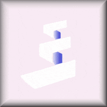 an optical illusion of a staircase with a blue object in the middle