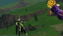 cell and gohan are fighting each other in a game