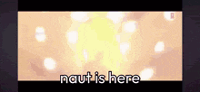 the word naut is on a screen with a yellow background