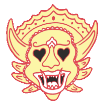 Barong Mask Guards Against Evil Sticker - Japanese Mask Mysterious Jack Of Hearts Stickers