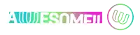 a colorful logo that says awesome in white