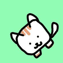 a cartoon drawing of a white cat with orange stripes