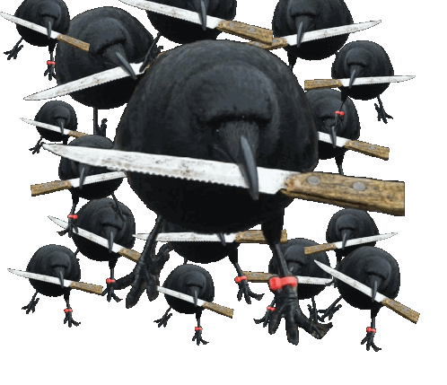 Crow With Knife Sticker - Crow With Knife Stickers