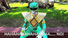 green ranger power rangers laughing hysterically
