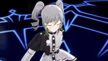 a girl in a black and white dress is dancing