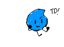 a drawing of a blue object with the words td written on the bottom
