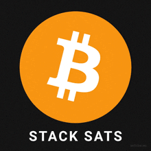 an orange circle with a white b inside of it with the words stack sats below it