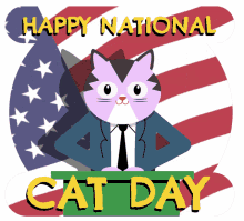 happy national cat day peace kitty cat america