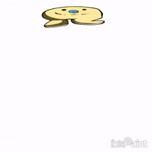a cartoon character with a blue eye is floating in the air
