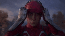 a close up of a person in a spiderman costume