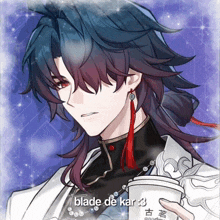 a drawing of a person with the words blade de kar 3 written on it