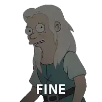 a cartoon character with the word fine written on his shirt