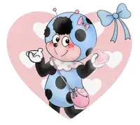 a ladybug with a bow on her head is standing in front of a heart