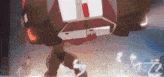 a cartoon drawing of a robot with a car on its back