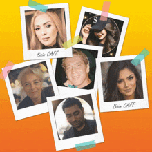 a collage of photos with one that says bizim cafe on it