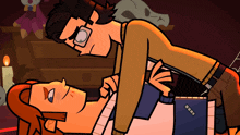 a cartoon drawing of a man holding another man 's chest