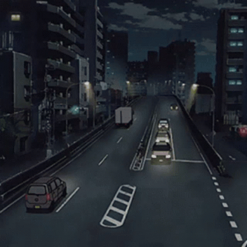 anime cityscape night