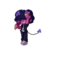a pixel art drawing of a devil in a suit with a tail .