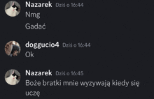 a screenshot of a chat between nazarek and dogguci04