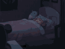 a cartoon of a girl laying in bed with the words izzit the end of the world