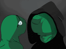 a cartoon drawing of a green turtle and a black hooded figure with the words do it below them
