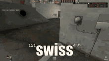 a screenshot of a video game with the word swiss at the bottom