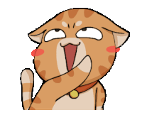 a cartoon cat is making a funny face and covering its mouth with its paw