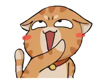 a cartoon cat is making a funny face and covering its mouth with its paw