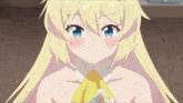 a girl with blonde hair and blue eyes holds a fork