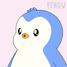 a penguin with a surprised look on his face